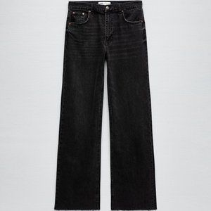 NWT Zara ZW Premium ‘90S Full Length Jeans in Rainfall Black Straight Wide Leg